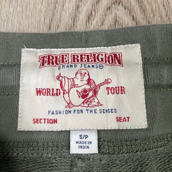 True Religion Green Jogger Sweatpants Men’s Size S Cargo Pockets Drawstring - Picture 2 of 7